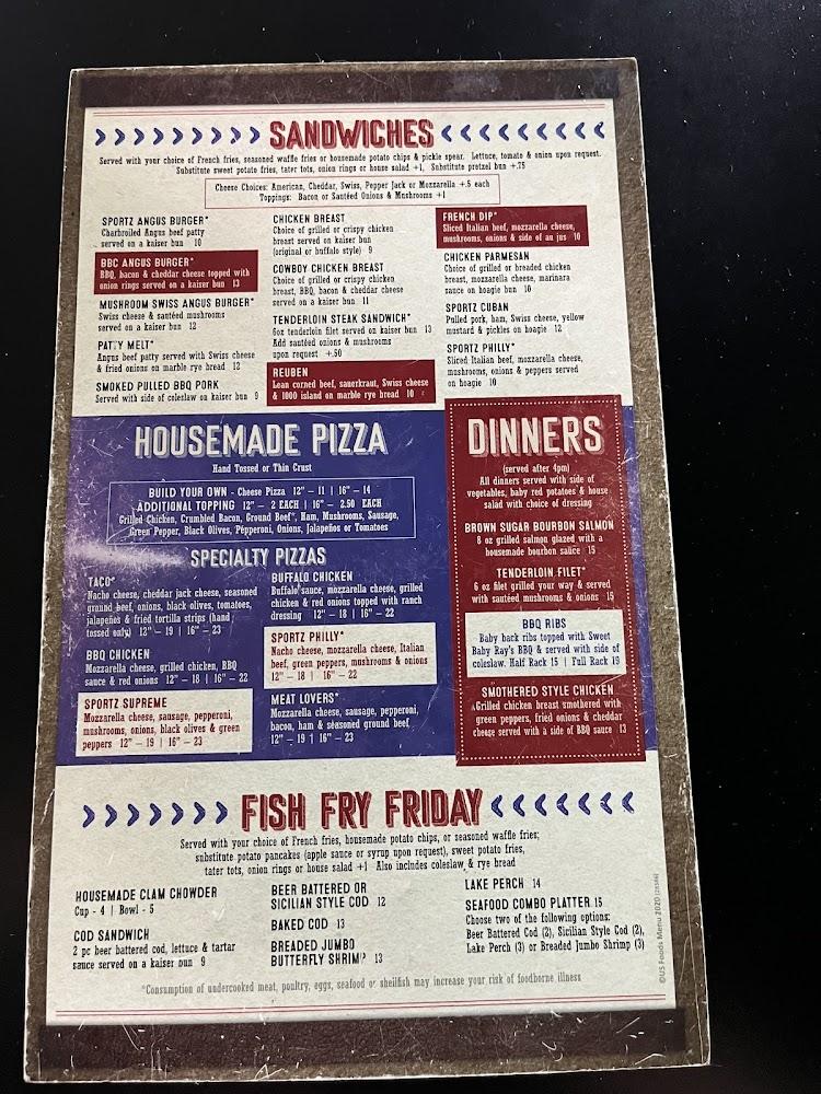 Sportz Pub and Grill Menu image 3